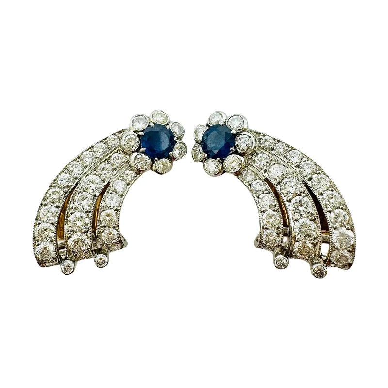 Ladies earrings exclusive limited editions-Morelle Davison Platinum and 18K White Gold Sapphire and Diamond Earrings