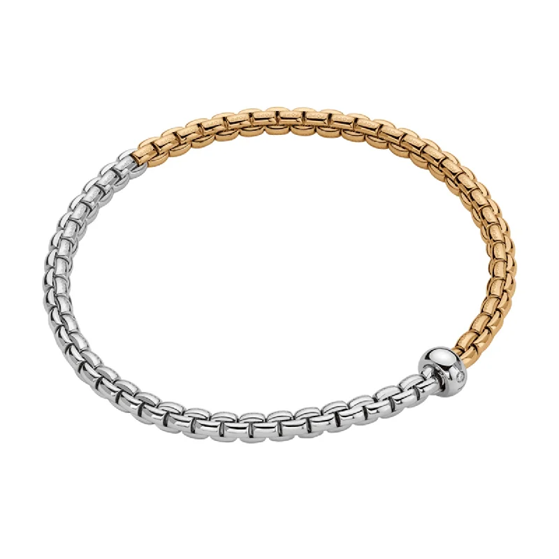 ladies bracelet two-tone-Eka 18ct Yellow & White Gold Bracelet With Single Diamond Rondel