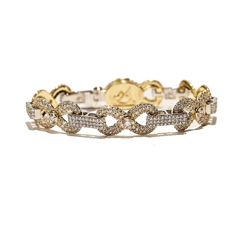 ladies bracelet shell-10k Two Tone Gold Diamond Infinity Bracelet 15.94 Ctw LAB