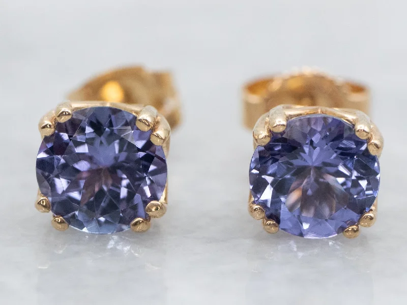 Ladies earrings surrealist style designs-Vibrant Tanzanite Stud Earrings