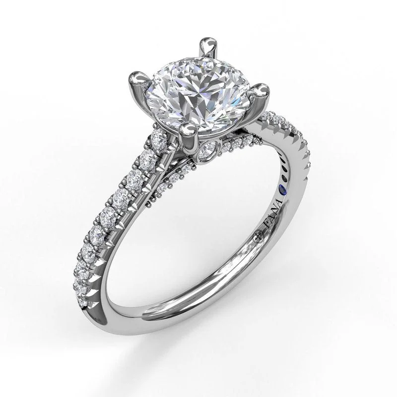 Ladies engagement rings fashion trends-Classic Diamond Engagement Ring with Beautiful Side Detail