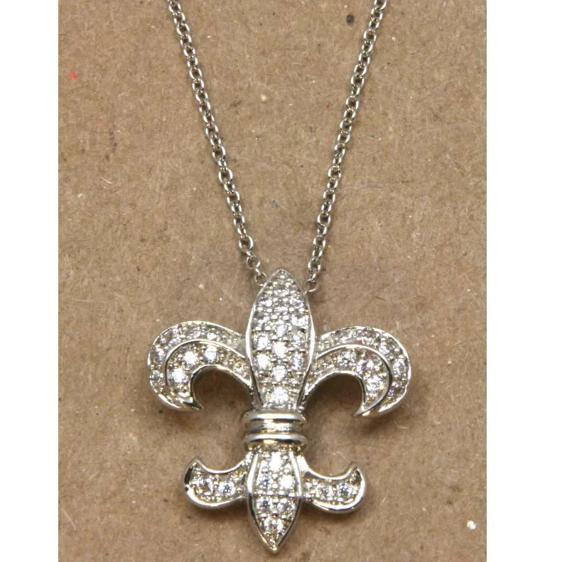 ladies necklace everyday-Fleur De Lis Necklace Sterling Silver