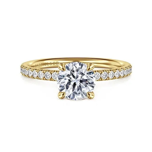 Ladies engagement rings celestial halo bands-Twain - 14K Yellow Gold Round Diamond Engagement Ring (Setting Only)