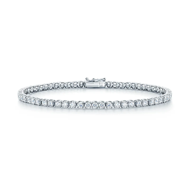 ladies bracelet stretch-18ct White Gold Claw Set Round Brilliant Cut Diamond Tennis Bracelet