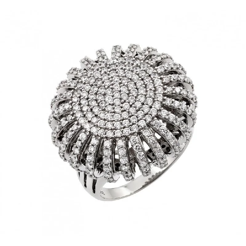 Ladies rings birthstone accent styles-Silver 925 Rhodium Plated Micro Pave CZ Ring - GMR00026