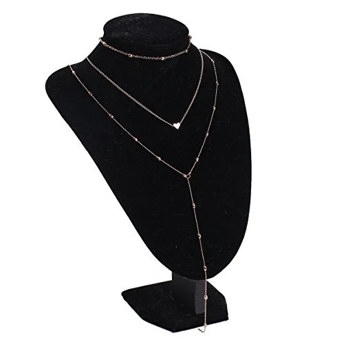 ladies necklace twisted gold-Sexy Sparkles y shaped necklaces for women Lariat Silver Tone