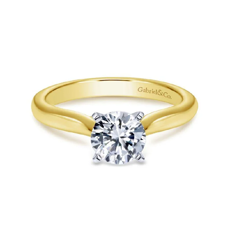 Ladies engagement rings mixed metal styles-14K WhiteYellow Gold Round Diamond Engagement Ring