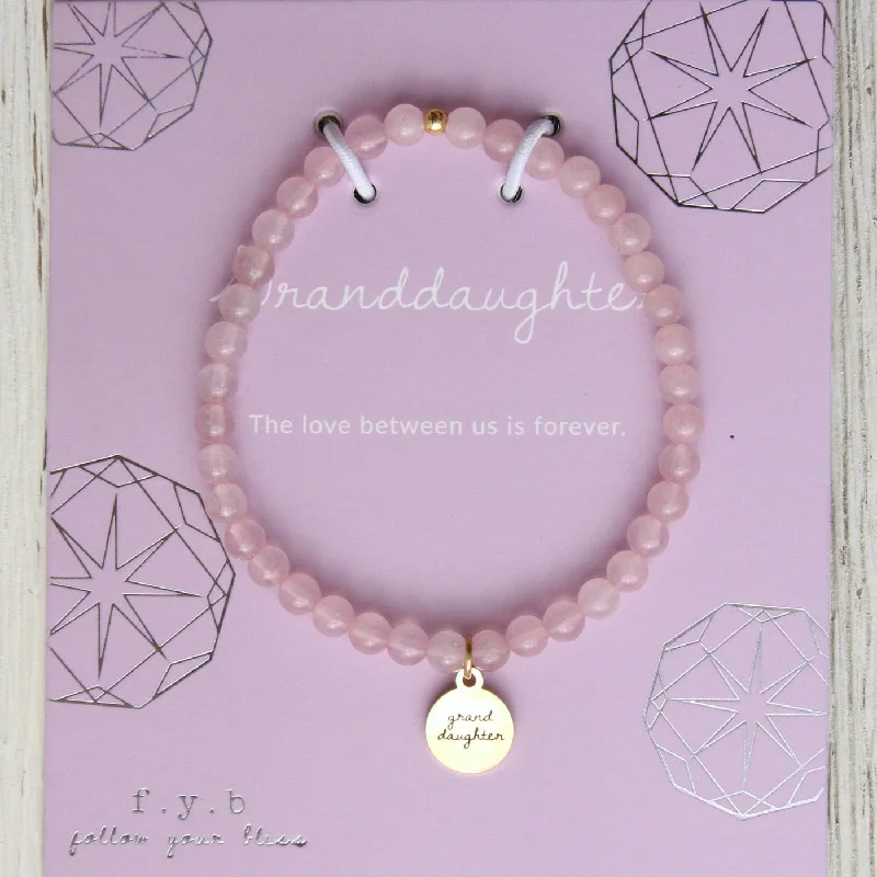 ladies bracelet casual gold-Granddaughter - Stretchy Rose Quartz Bracelet