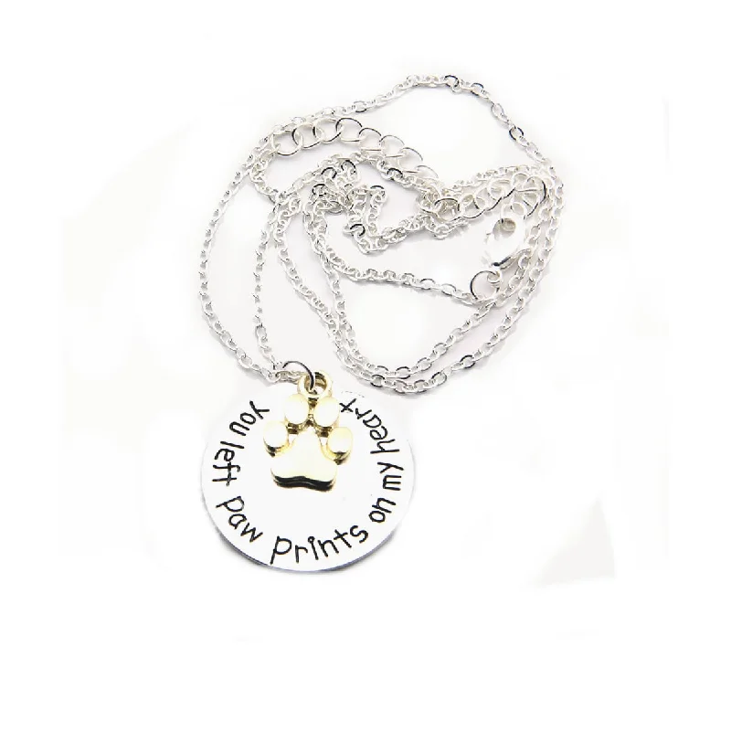 ladies necklace mother’s gold-inch  You left your little paw prints all over my heartinch  Memorial Necklace & Pendant Sympathy Gift