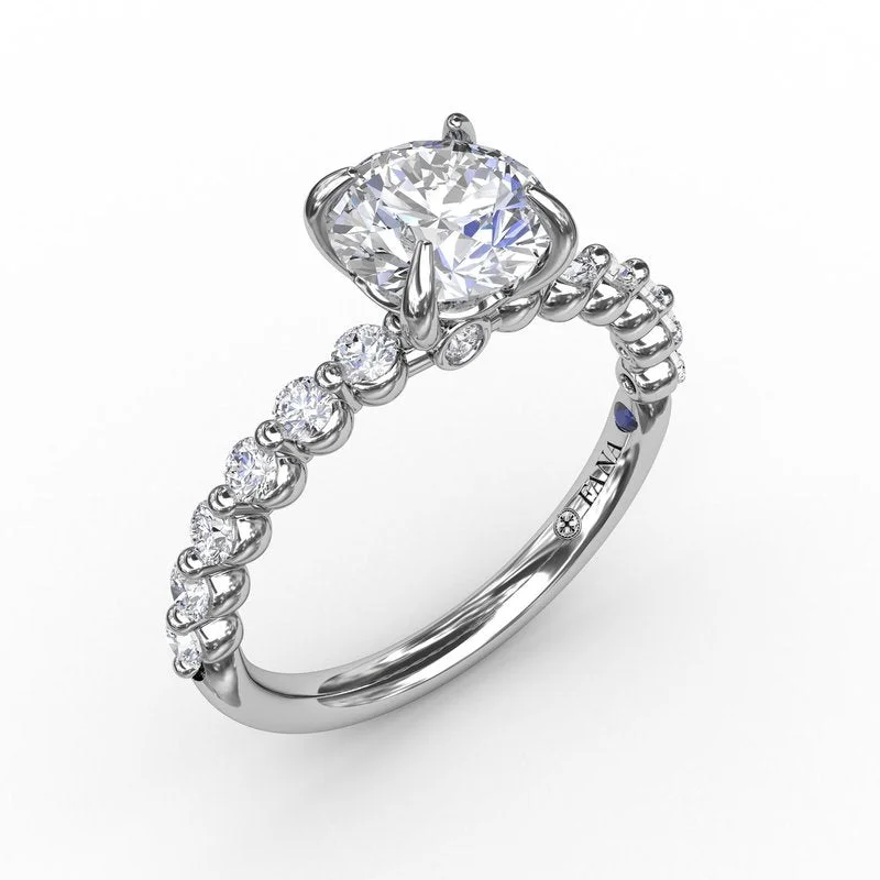 Ladies engagement rings investment value-Contemporary Round Diamond Solitaire Engagement Ring With Diamond Band