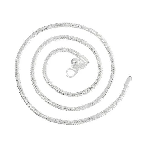 ladies necklace chunky platinum-European Charm Snake Chain Necklaces with Ball Loster Clasp Silver Tone 24