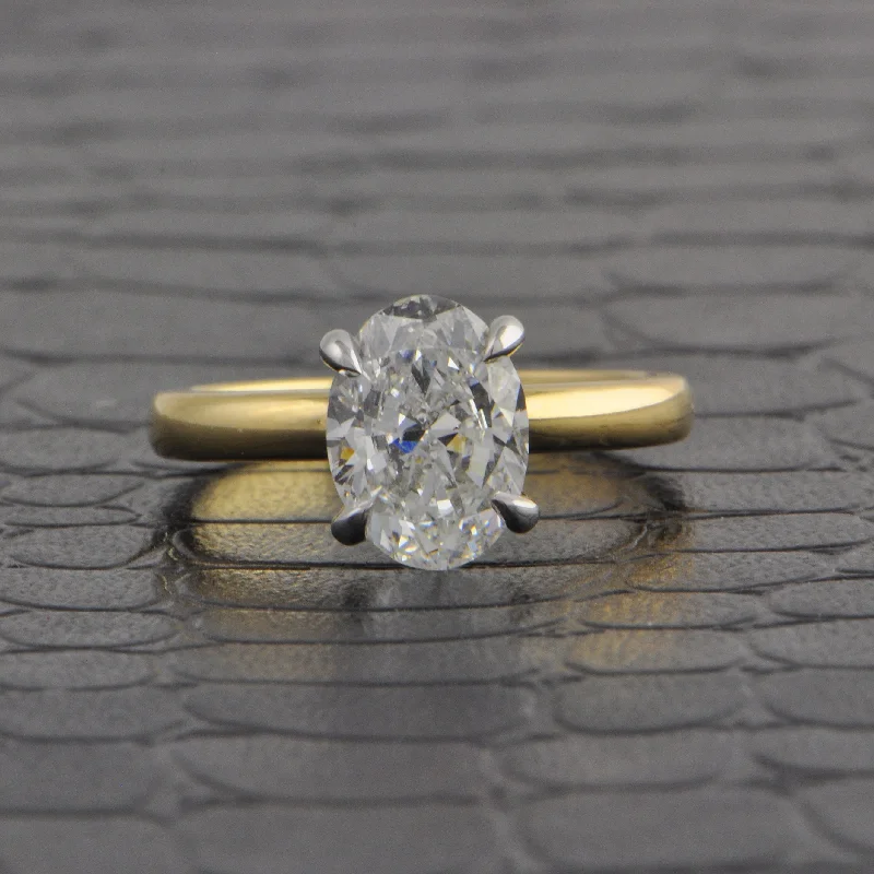 Ladies engagement rings oval diamond-GIA 2.50 ct. Oval Cut Diamond Engagement Ring in Yellow Gold