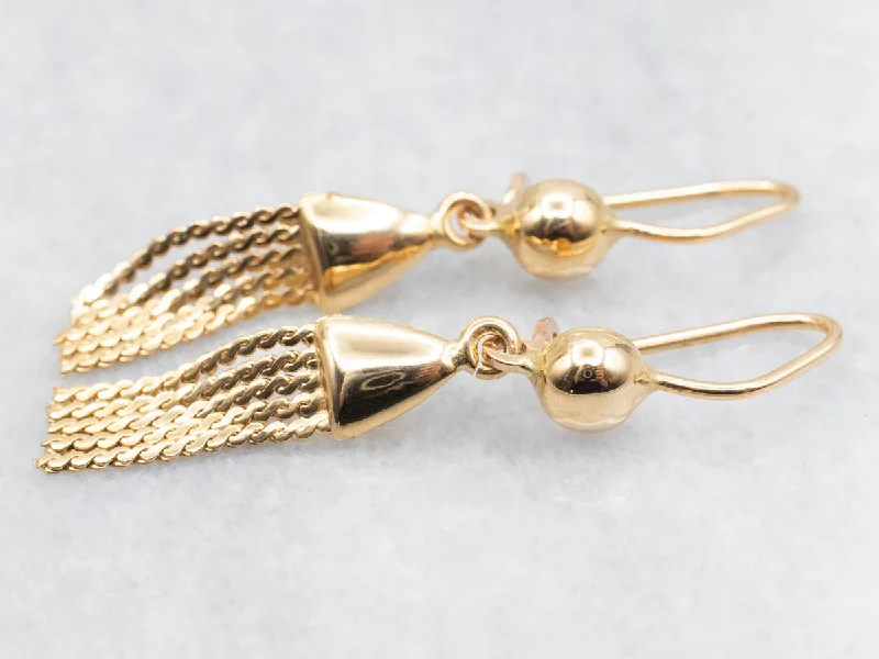 Ladies earrings pride-inspired earrings-Polished 18-Karat Italian Gold Tassel Drop Earrings