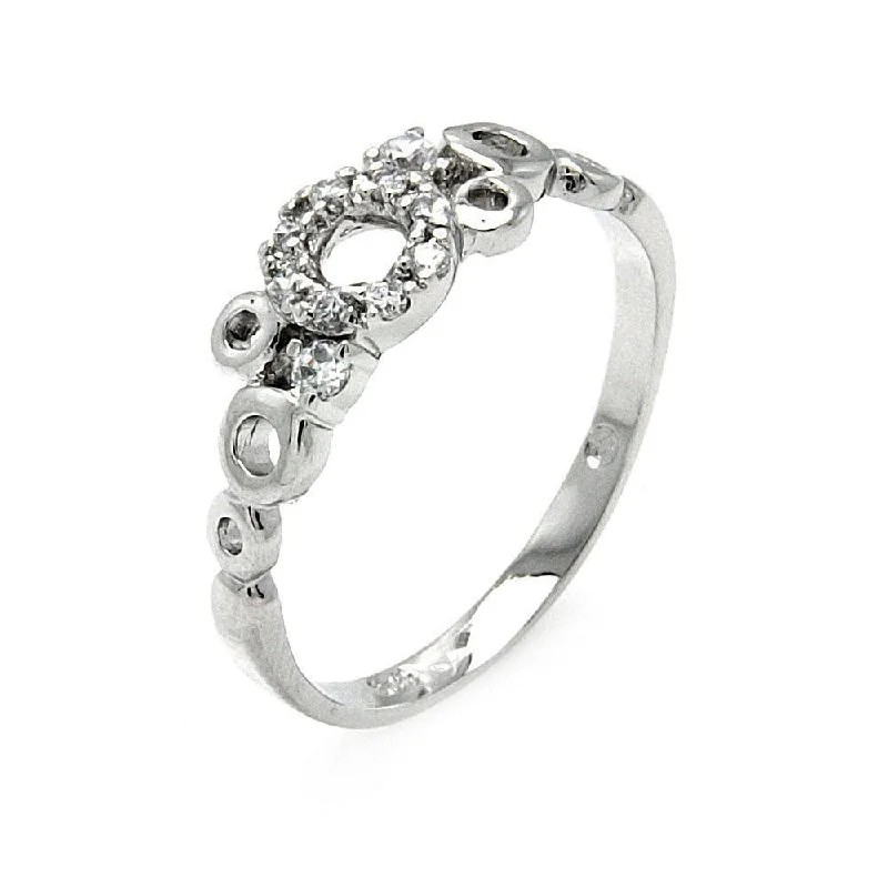 Ladies rings romantic couple sets-Silver 925 Rhodium Plated Clear CZ Open Bubbles Ring - BGR00517