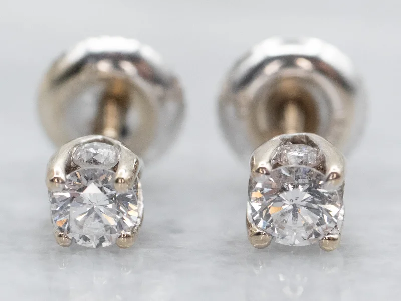 Ladies earrings heritage inspired earrings-Screw Back Diamond Stud Earrings