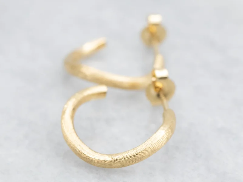 Ladies earrings viral fashion picks-Brushed Gold Hoop Earrings