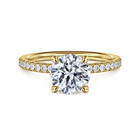 Ladies engagement rings elegant diamond cuts-Twain - 14K Yellow Gold Round Diamond Engagement Ring (Setting Only)