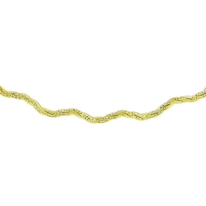 Ladies rings minimalist art styles-Gold Plated 925 Sterling Silver3 Layer Wave Omega Spring Chain 2.7mm - CH919 GP