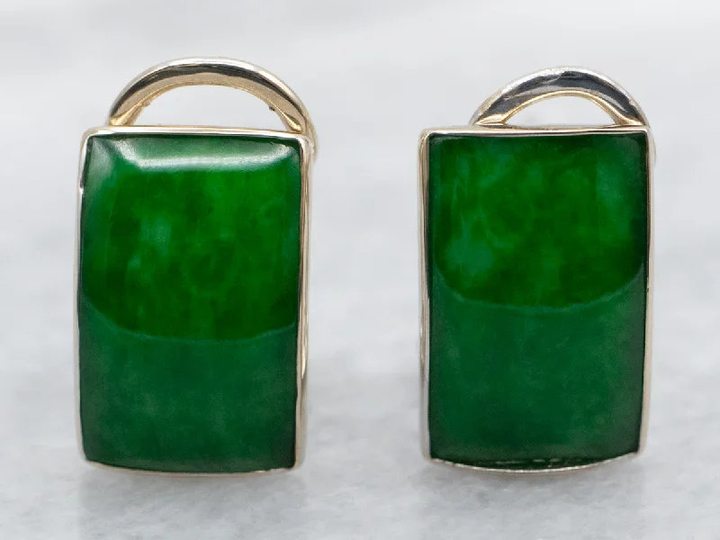 Ladies earrings classic vintage looks-Jadeite Stud Earrings with Omega Backs