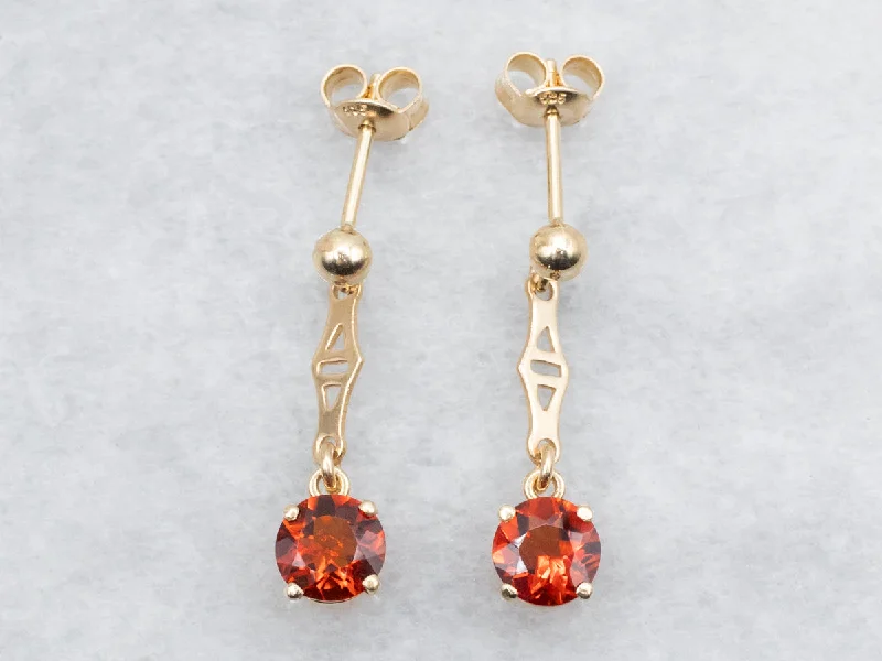 Ladies earrings two-tone earring designs-Gold Citrine Drop Earrings