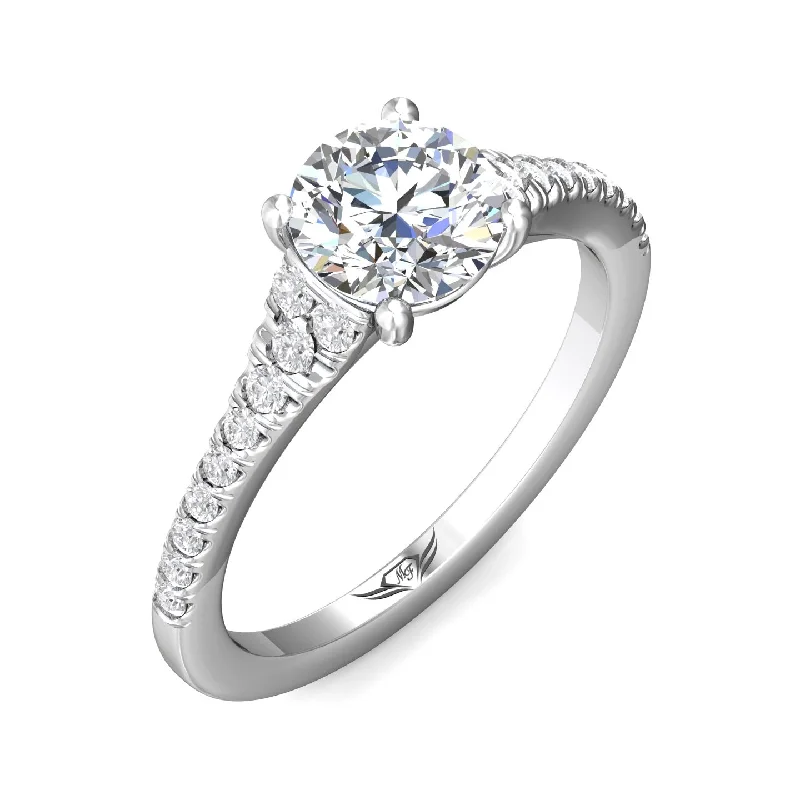 Ladies engagement rings romantic gemstone-Side Stone Cathedral Engagement Ring