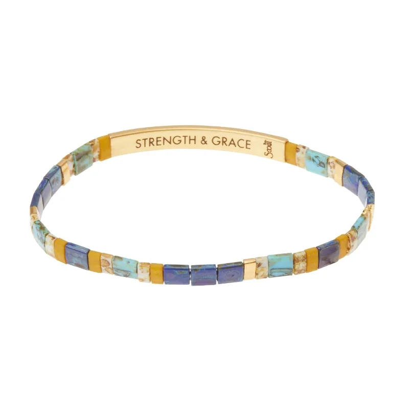 ladies bracelet moon-shaped-Good Karma Miyuki Bracelet | Strength & Grace - Indigo/Gold