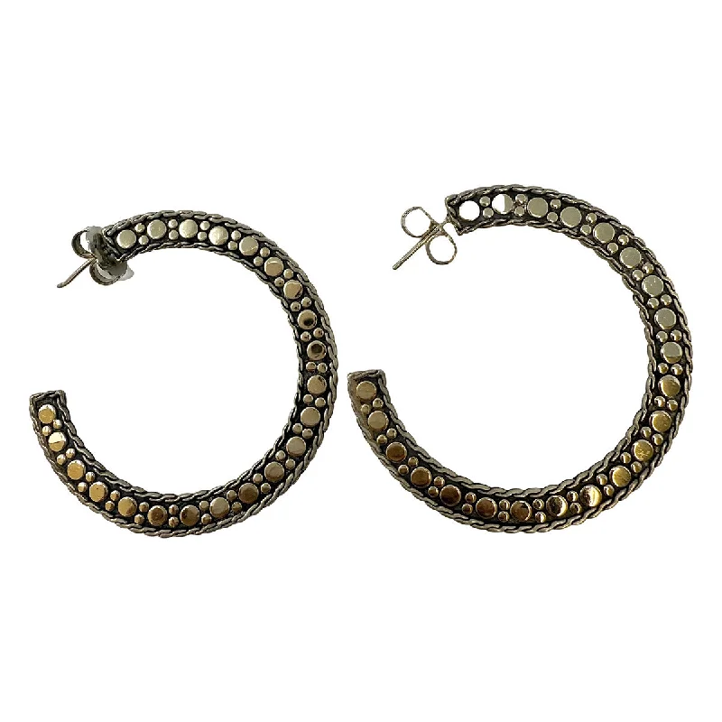 Ladies earrings understated elegance designs-John Hardy Flat Dot Two-tone Hoop Earrings