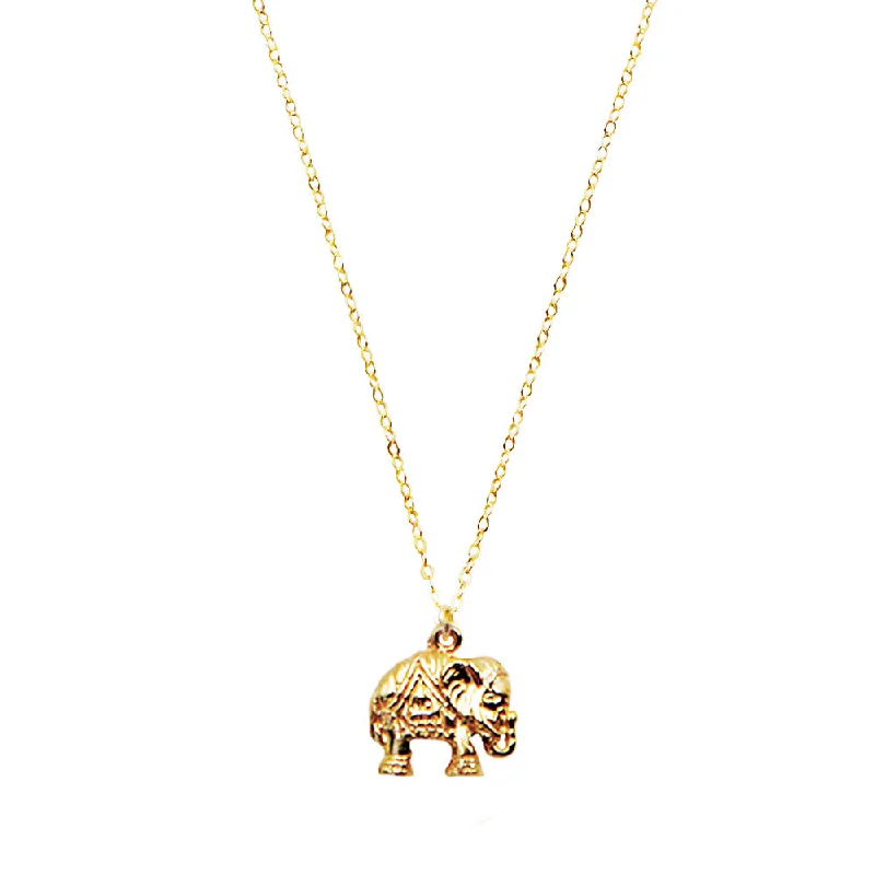 ladies necklace formal rose gold-Elephant Good Luck Necklace