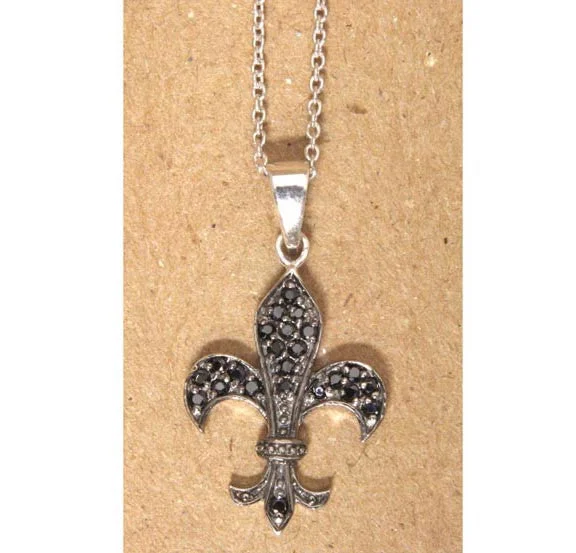 ladies necklace casual-Fleur De Lis Necklace Sterling Silver