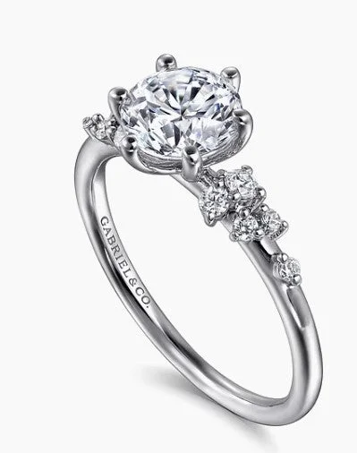 Ladies engagement rings timeless halo designs-Reena - 14K White Gold Round Diamond Engagement Ring (Setting Only)