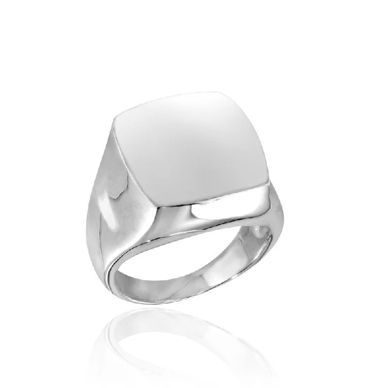 Ladies rings famous designer labels-High Polished 925 Sterling Silver Square Dome Ring - CR00737