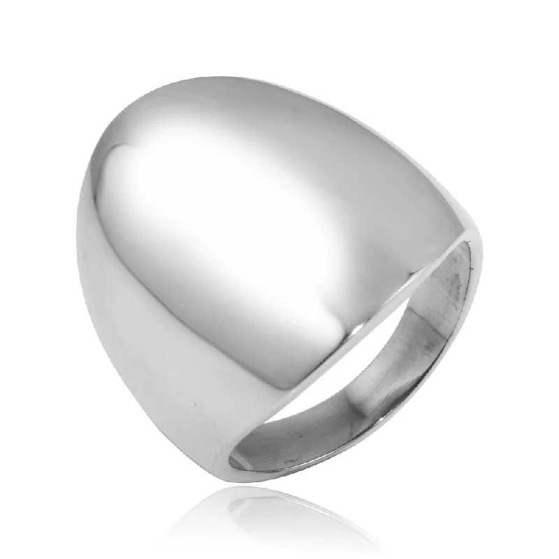 Ladies rings conflict-free gemstones-High Polished 925 Sterling Silver Blank Oval Ring - CR00796