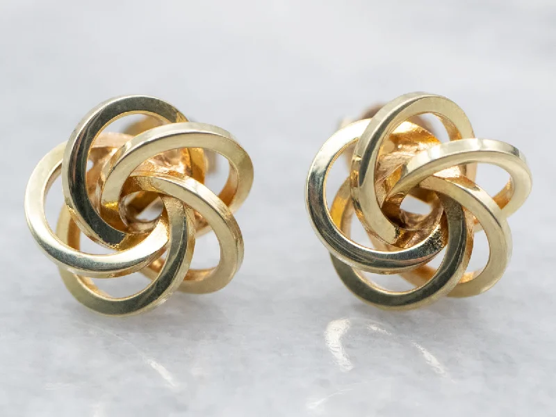 Ladies earrings nature-inspired patterns-Yellow Gold Knot Stud Earrings