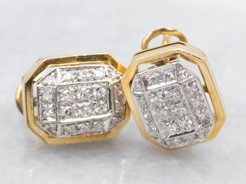 Ladies earrings salt-and-pepper designs-Diamond Cluster Stud Earrings