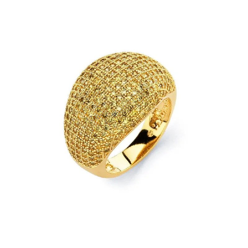 Ladies rings smooth surface rings-Silver 925 Gold Plated Clear Micro Pave Set CZ Cigar Band Ring - BGR00756GP