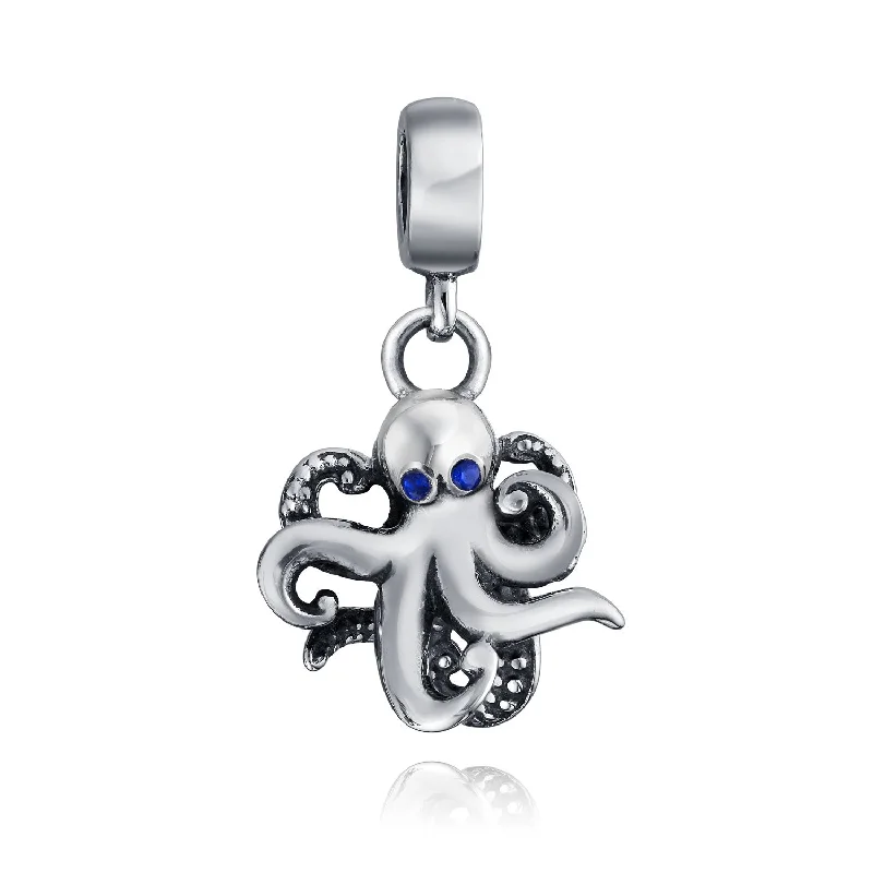 ladies bracelet timeless-Squid Scuba Diver Octopus Dangle Charm Bead Sterling Silver for European Bracelet