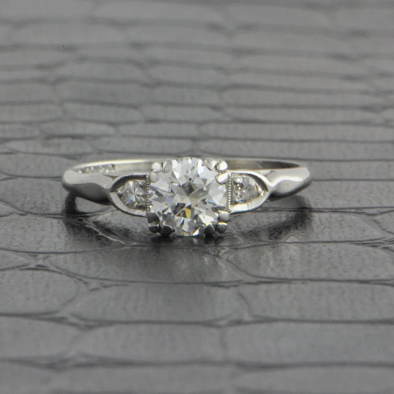 Ladies engagement rings investment value-Vintage Art Deco .75 ct. Old European Cut Diamond Engagement Ring