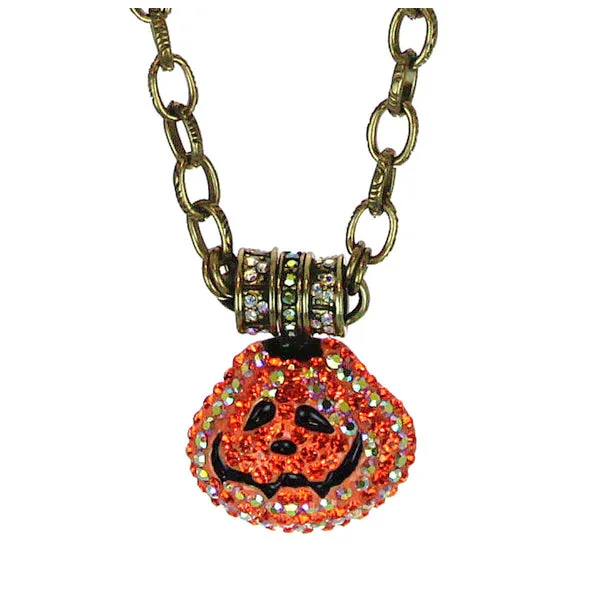 ladies necklace fall silver-Kirks Folly Smashing Pumpkin Halloween Magnetic Enhancer & Necklace