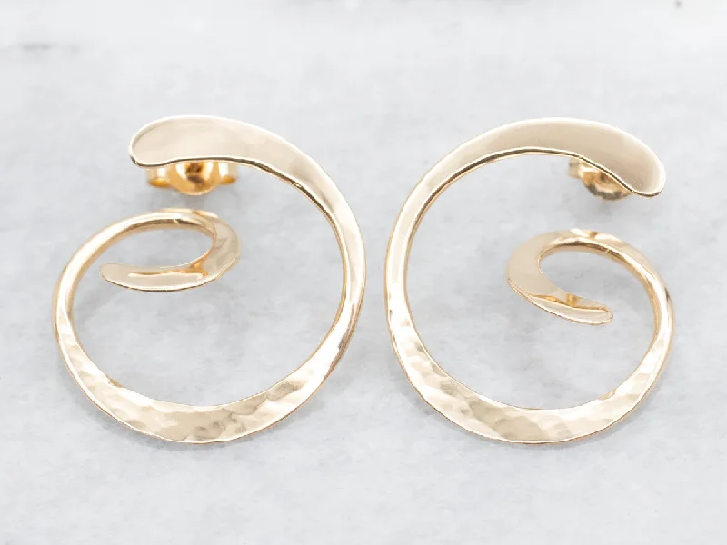 Ladies earrings worldwide fashion appeal-Swirling Gold Stud Earrings