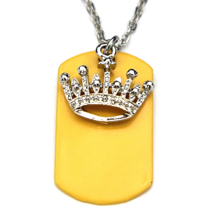 ladies necklace subtle silver-Crown Necklace Dog Tag Yellow