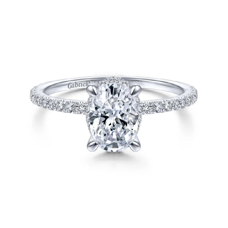 Ladies engagement rings premium choices-Hart - 14K White Gold Hidden Halo Oval Diamond Engagement Ring (Setting Only)