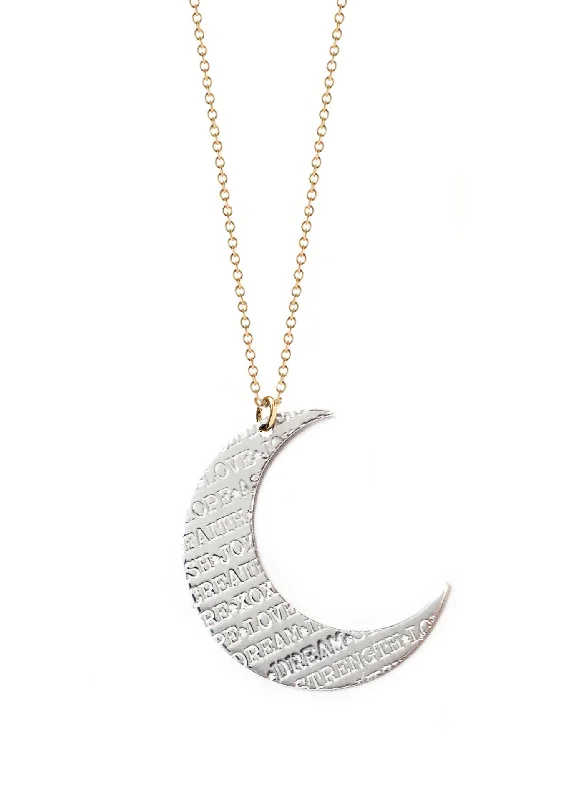 ladies necklace abstract gold-Inspirations Crescent Moon Necklace