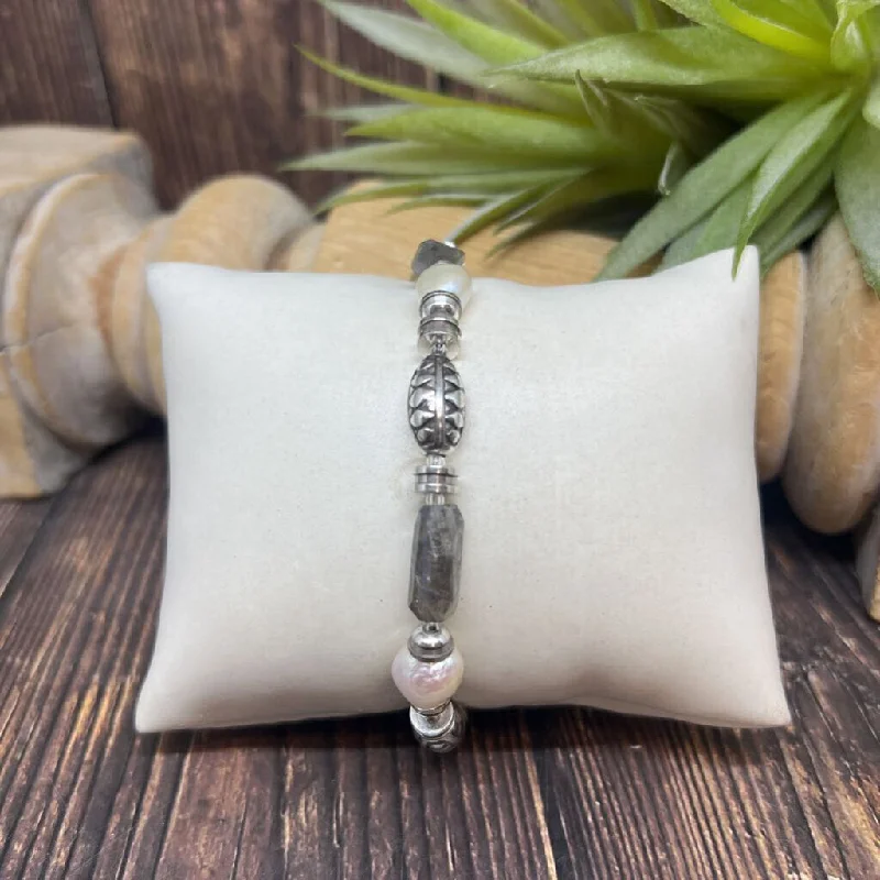 ladies bracelet unique silver-Brighton Pearl and Metal Bracelet