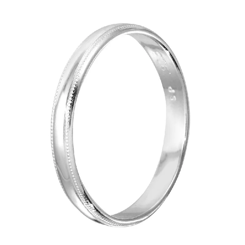 Ladies rings organic shape designs-High Polished 925 Sterling Silver Bordered Band Ring - RING04