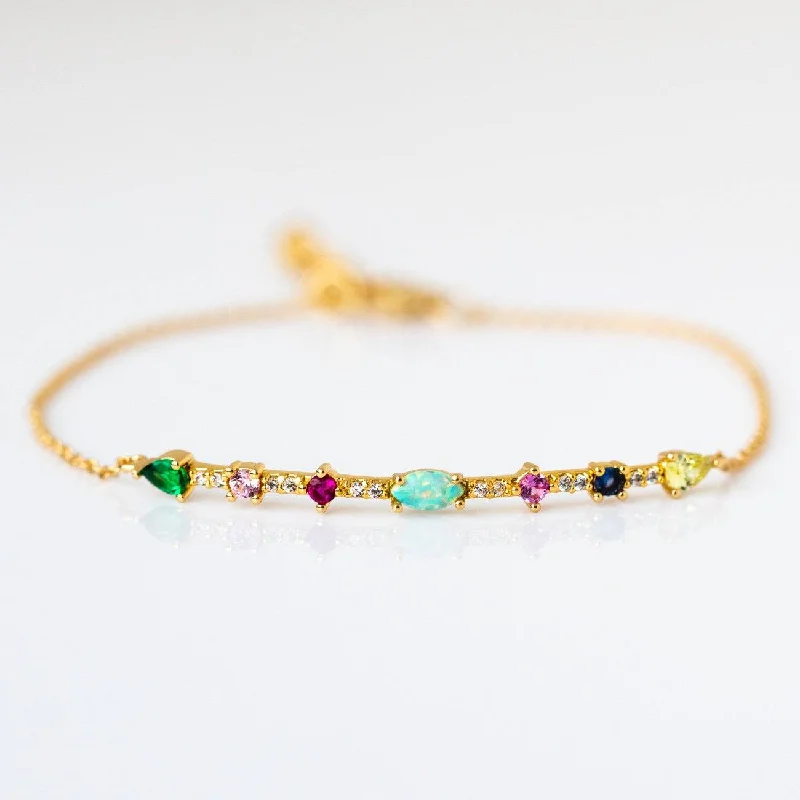 ladies bracelet beaded-Colorful Mixed Stone Bracelet