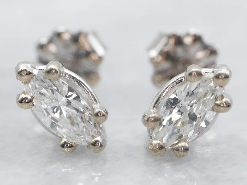 Ladies earrings resin accent styles-Marquise Cut Diamond Stud Earrings