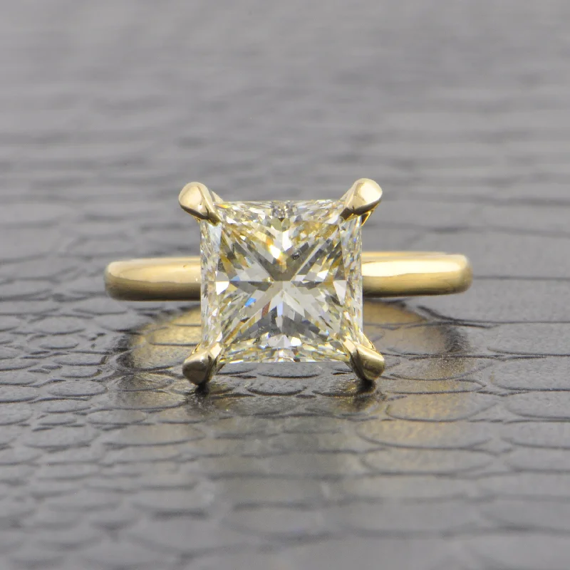 Ladies engagement rings yellow diamond bands-3.59 ct. Princess Cut Diamond Engagement Ring in Yellow Gold