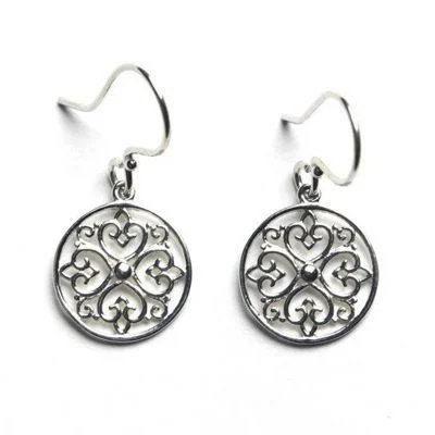 Ladies earrings African motif styles-Southern Gates Hearts Design Pendant and Earrings in Sterling Silver