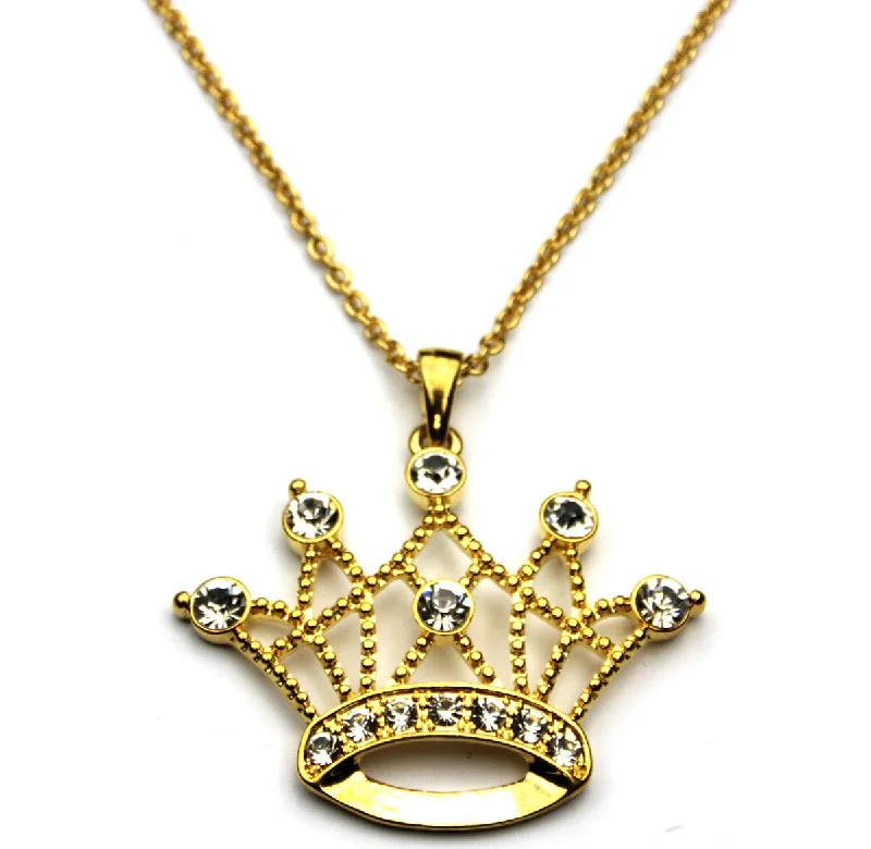 ladies necklace platinum-Crown Necklace, Gold