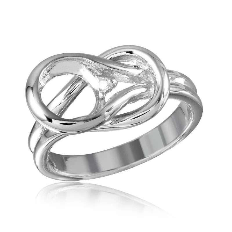 Ladies rings Scandinavian minimal rings-Silver 925 Rhodium Plated Lock Single Stone Mounting Ring - BGR01014